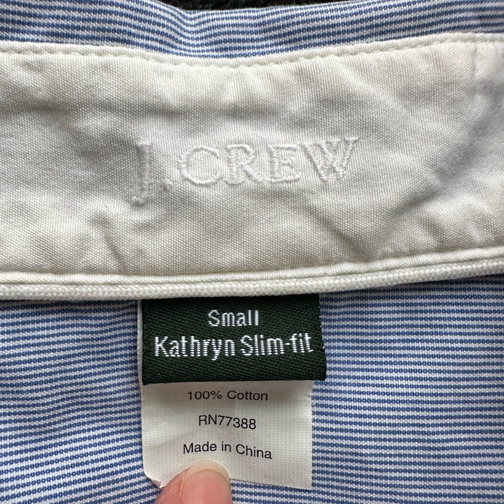 J. Crew classic blue and white striped button down shirt - Picture 4 of 9